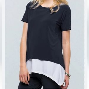 MICHAEL Michael Kors Shiffon High low layered top with slit in back